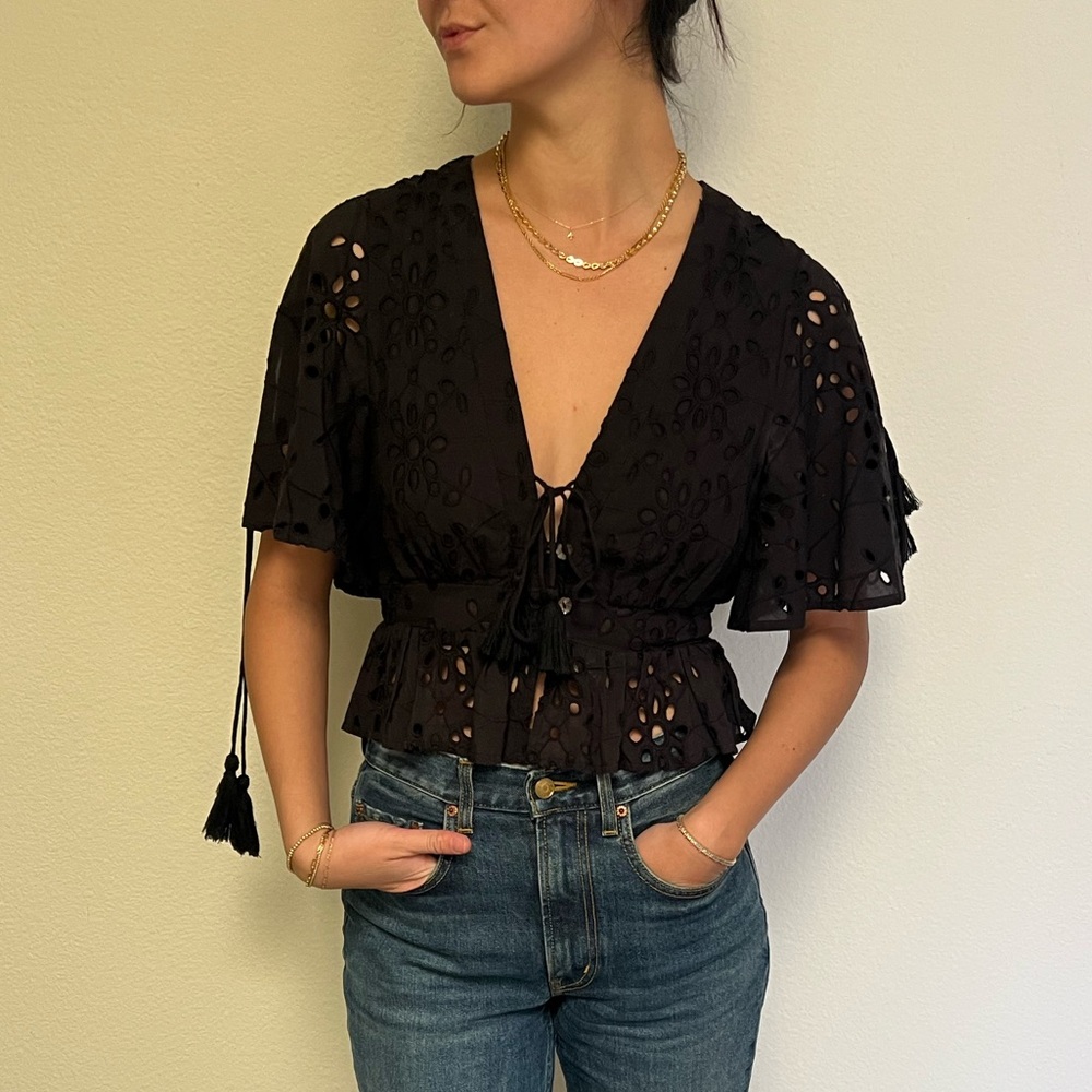 Cleobella cropped eyelet blouse